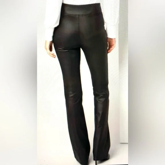 WHBM Extra Hi-Rise Coated Pull-On Flare Jean - Picture 2 of 7